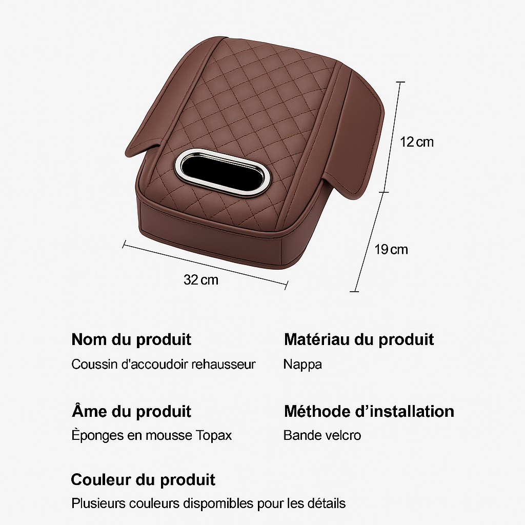 Coussin de rangement pour accoudoir de voiture en coton
